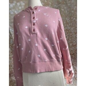 Ivory Ella Pink Sweatshirt Small Cropped Elephant Print Women’s S